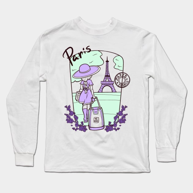 Paris France Travel Long Sleeve T-Shirt by Miss_Akane